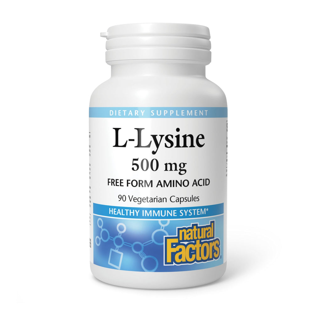 Natural Factors L-Lysine bottle with 90 vegetarian capsules