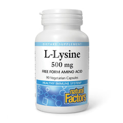 Natural Factors L-Lysine bottle with 90 vegetarian capsules