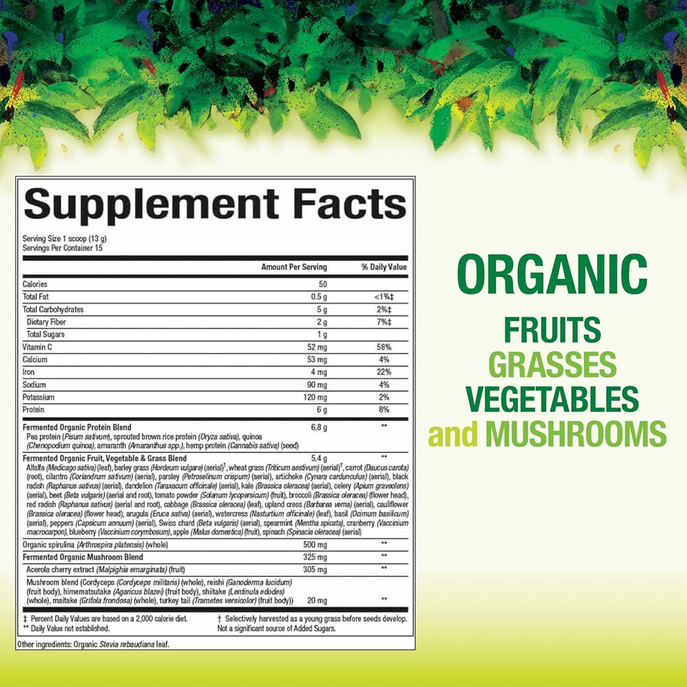 Organic Greens ingredients close-up