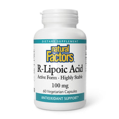 Natural Factors R-Lipoic Acid bottle on white background