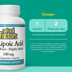 R-Lipoic Acid capsules spilling from bottle