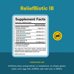 Nutrition facts panel for ReliefBiotic Probiotic 30 CT