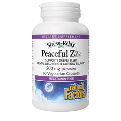 Natural Factors Stress-Relax Peaceful Sleep packaging with 60 vegetarian capsules