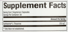 Nutrition facts and ingredients for Suntheanine L-Theanine supplement