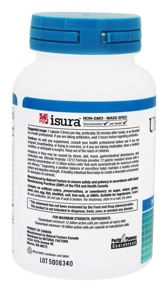 Product packaging and label for Natural Factors Ultimate Probiotic 12/12