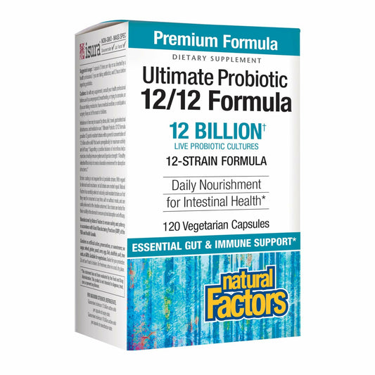 Bottle label of Natural Factors Ultimate Probiotic 12/12 Formula