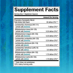 Back view of Natural Factors Ultimate Probiotic Senior's bottle packaging