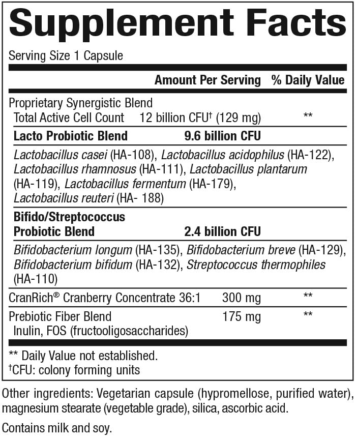 Front label of Natural Factors probiotic bottle