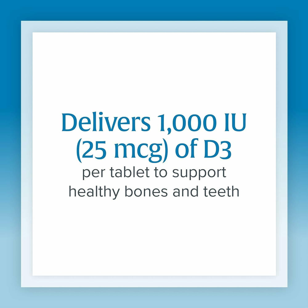 Supplement facts panel for Vitamin D3 1000 IU