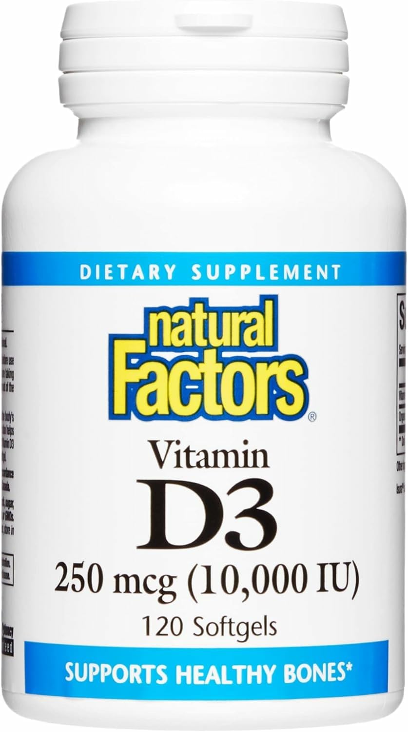 Natural Factors Vitamin D3 120 Softgels bottle on white background