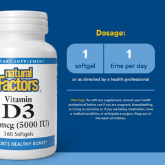 Natural Factors Vitamin D3 5000 IU label on bottle