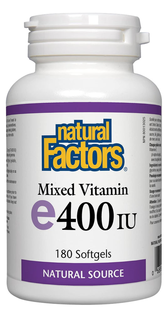 Natural Factors Vitamin E 400 IU softgel bottle - hero image