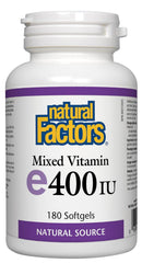 Natural Factors Vitamin E 400 IU softgel bottle - hero image
