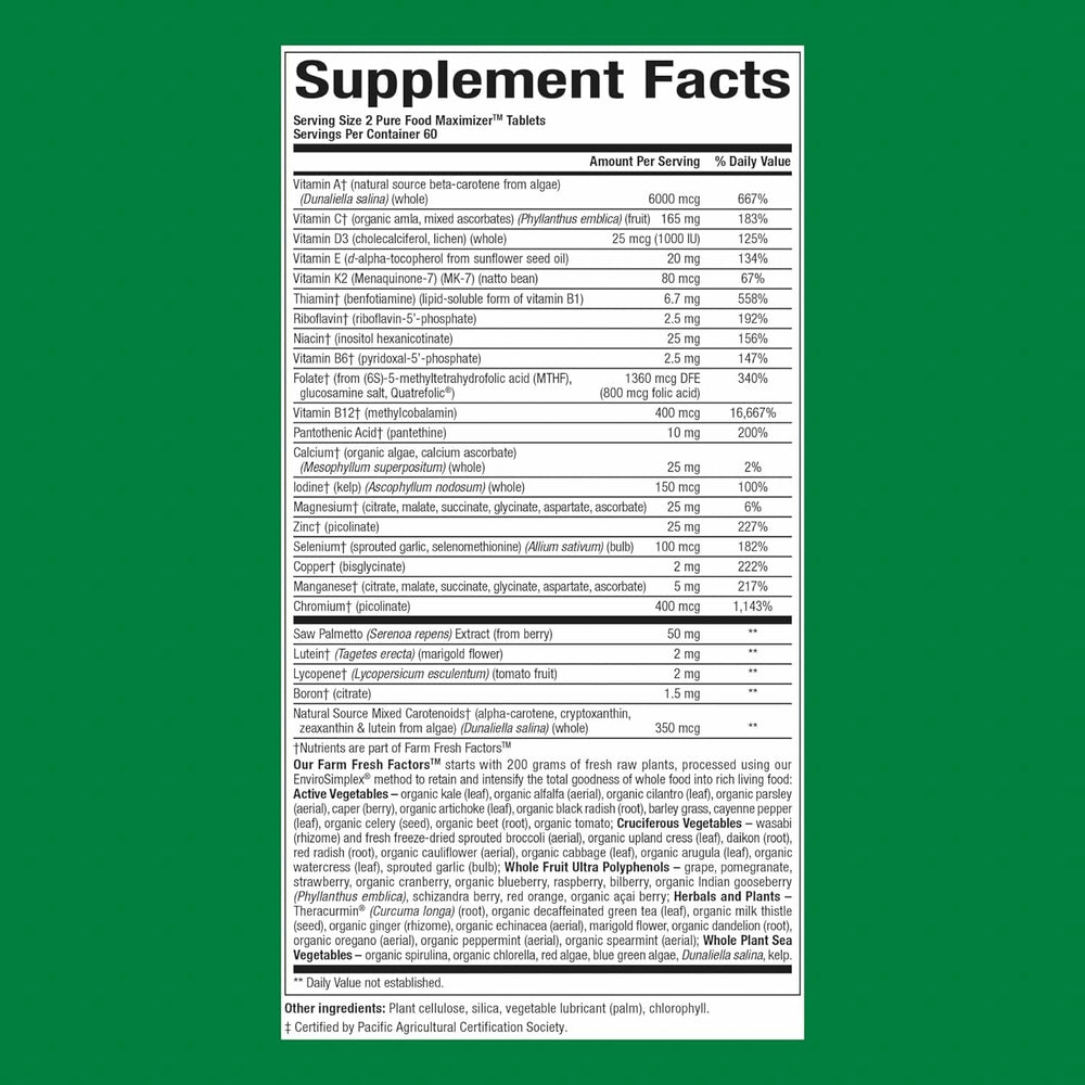 Natural Factors Whole Earth & Sea Men's 50+ tablets closeup indicating daily immune support
