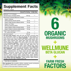 Product label showing Super Mushroom name and capsule count
