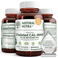 Natural Nutra Chelated Calcium Magnesium 1000/500 mg vegan tablets front view