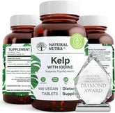 Natural Nutra Kelp iodine bottle on white background
