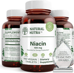 Front view of Natural Nutra Niacin 100 mg bottle