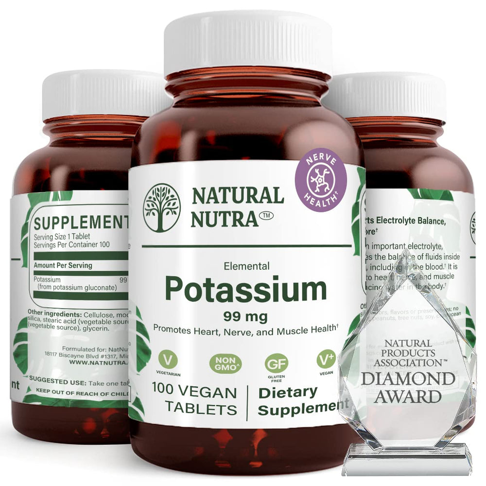 Natural Nutra Potassium Gluconate 99 mg vegan tablets bottle