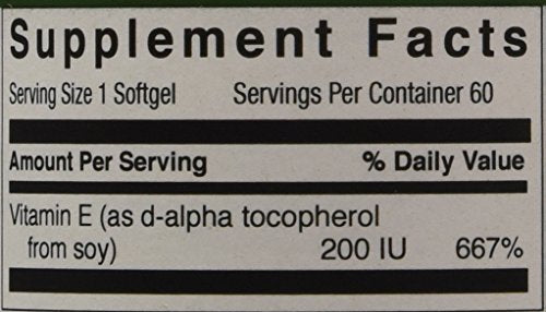 Ingredient label showing Vitamin E content