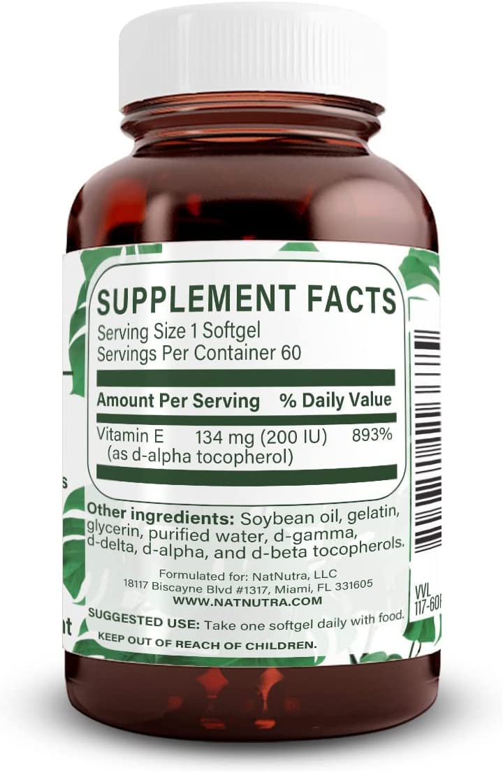 Vitamin E softgels promoting skin health