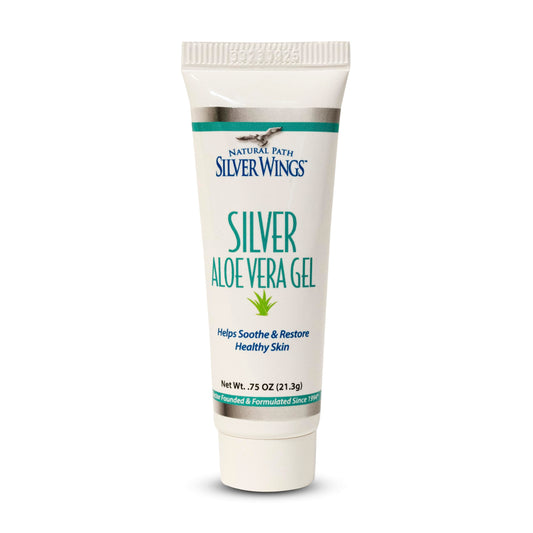 Hero image: Natural Path Silver Wings 200ppm Silver with Aloe Vera Gel 0.75 oz bottle