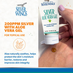 Ingredients list featuring Aloe Vera Gel and 200ppm silver