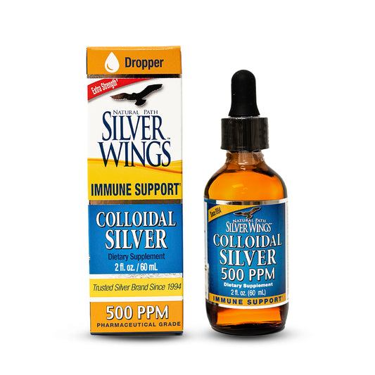 Natural Path Silver Wings Colloidal Silver 500ppm 2oz dropper bottle