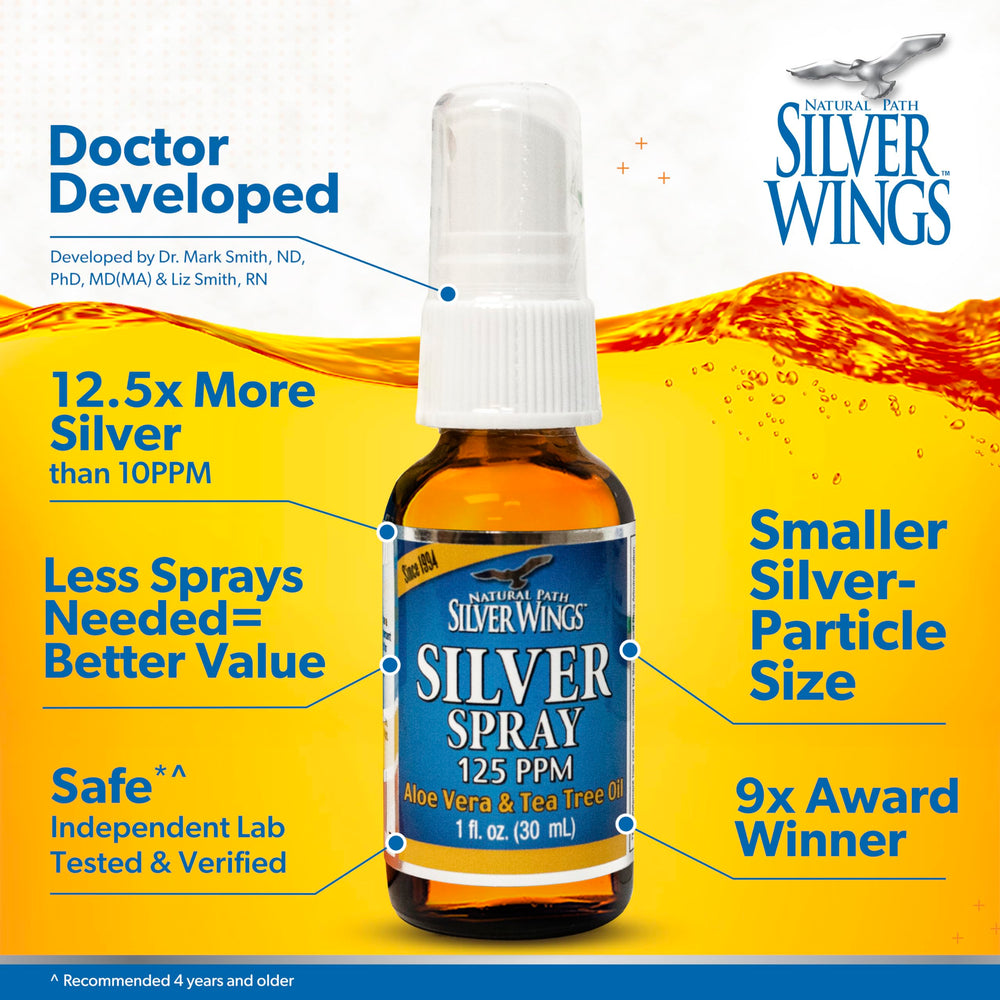 Hands applying Silver Wings spray showing quick-dry, non-greasy formula