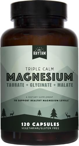Front view of Natural Rhythm Triple Calm Magnesium 150 mg bottle