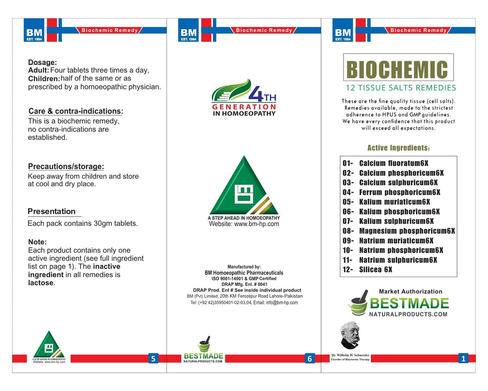 Natural and safe ingredients for Schussler cell salts