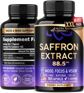 Front view of Natural Saffron Supplements bottle with label