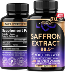 Front view of Natural Saffron Supplements bottle with label