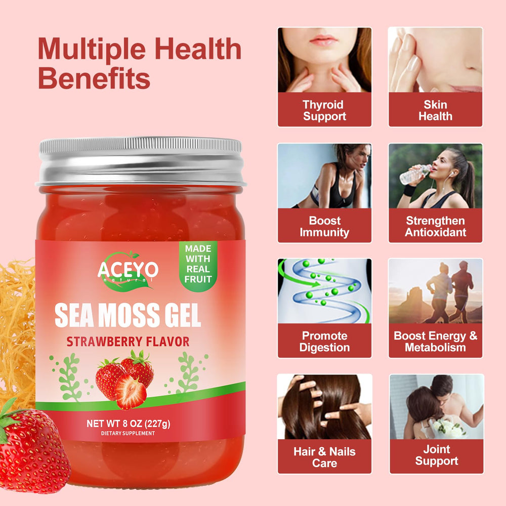 Natural sea moss gel with strawberry flavor