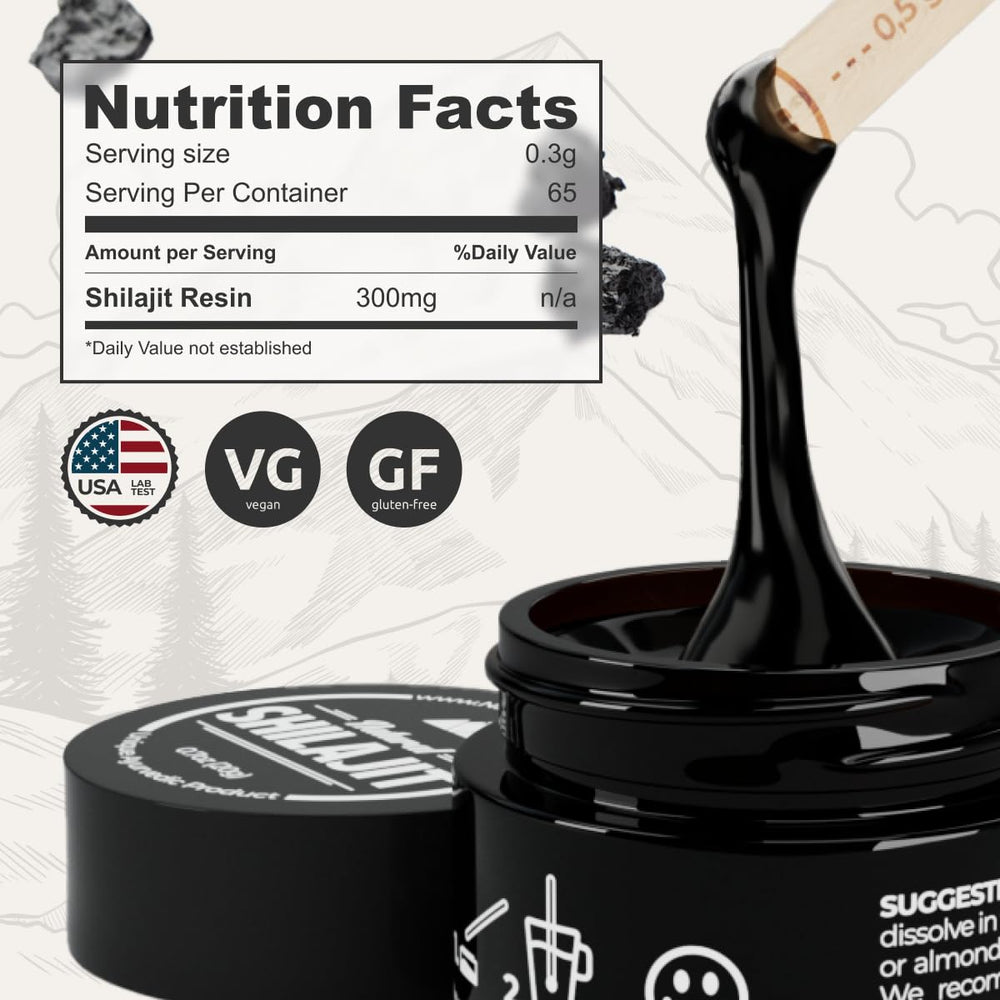 Shilajit Resin packaging showing Grade A quality