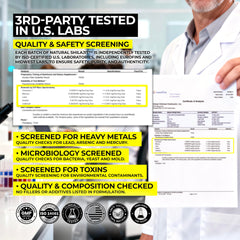 NATURAL SHILAJIT resin COA lab test seal signifies safety and traceability.