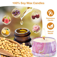 Natural soy wax candles in decorative jars
