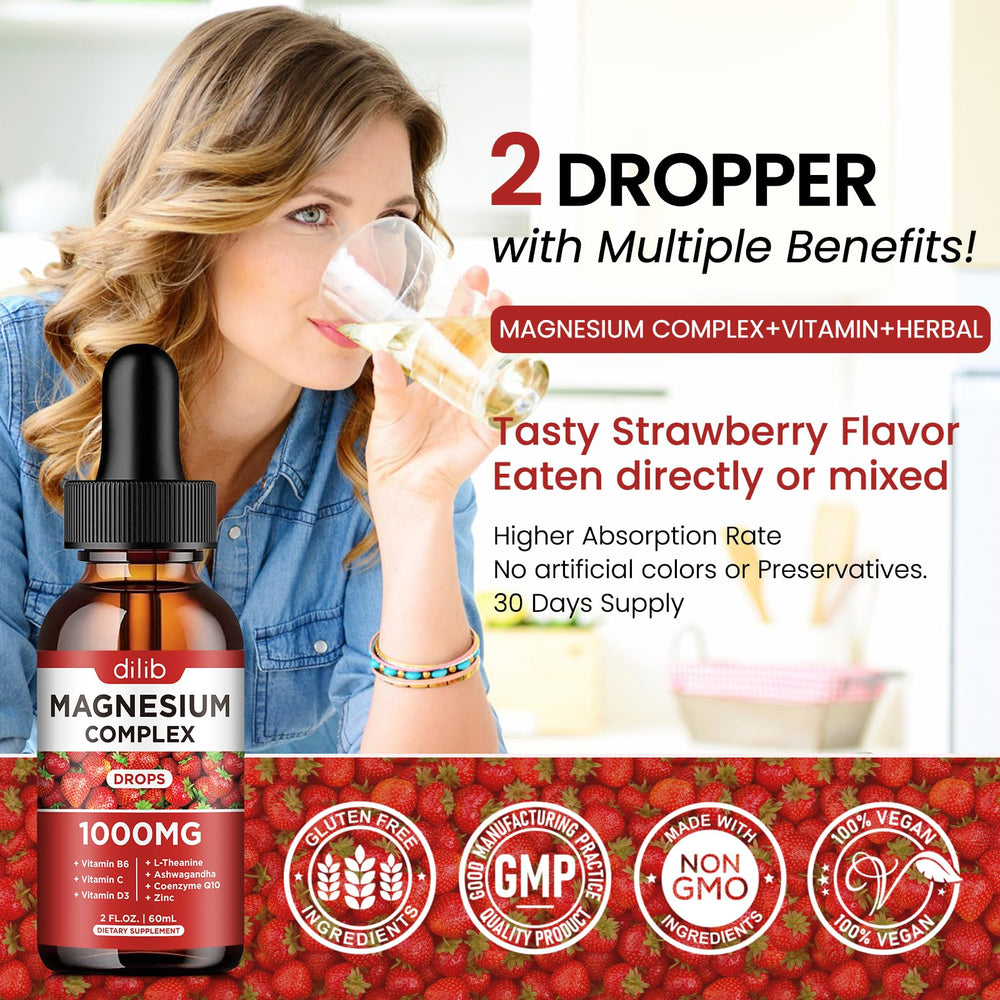 Natural strawberry flavor magnesium liquid drops bottle