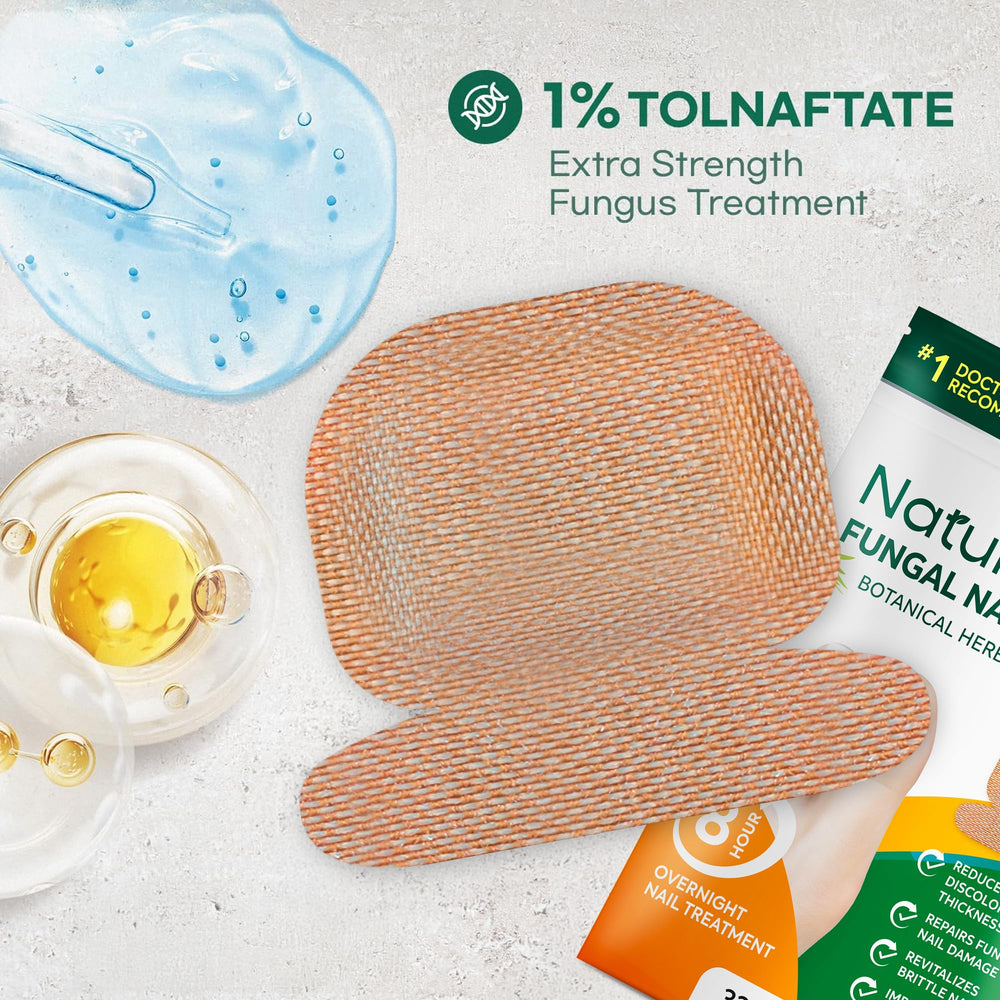 Natural Vine patches 1-percent tolnaftate close-up highlighting active ingredient.