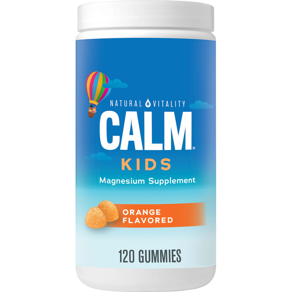 Front label of Natural Vitality CALM Kids Magnesium Gummies package