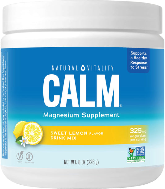 Natural Vitality CALM lemon magnesium drink mix bottle, 8 oz