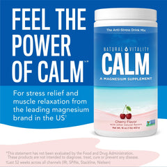 Close-up of CALM label on bottle