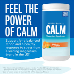 Front view of Natural Vitality CALM Magnesium Drink Mix packaging