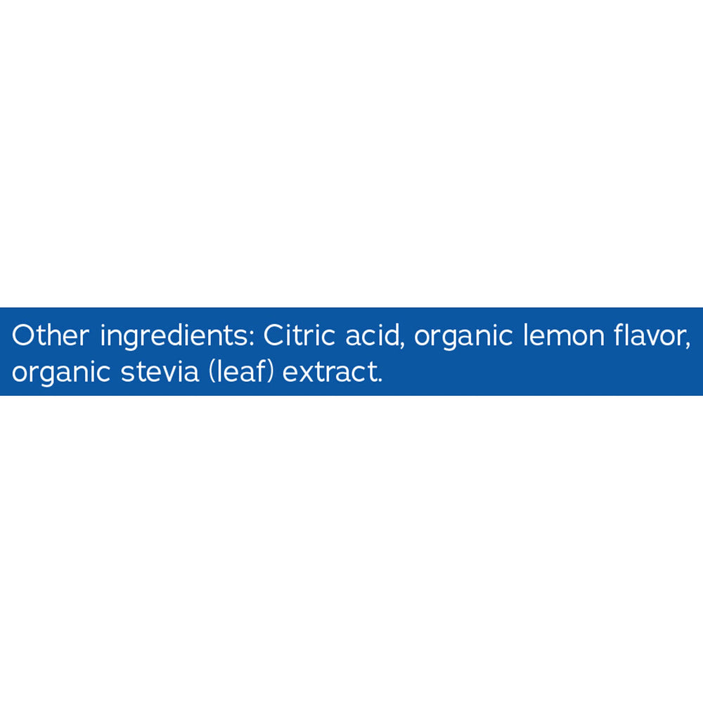Fizzing lemon-flavored CALM drink in a glass