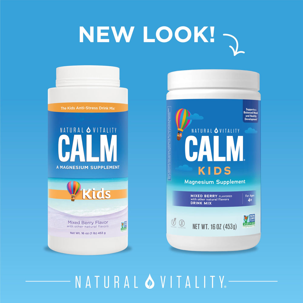 Close-up of CALM Sleep drink mix label showing vegan, gluten-free and Non-GMO