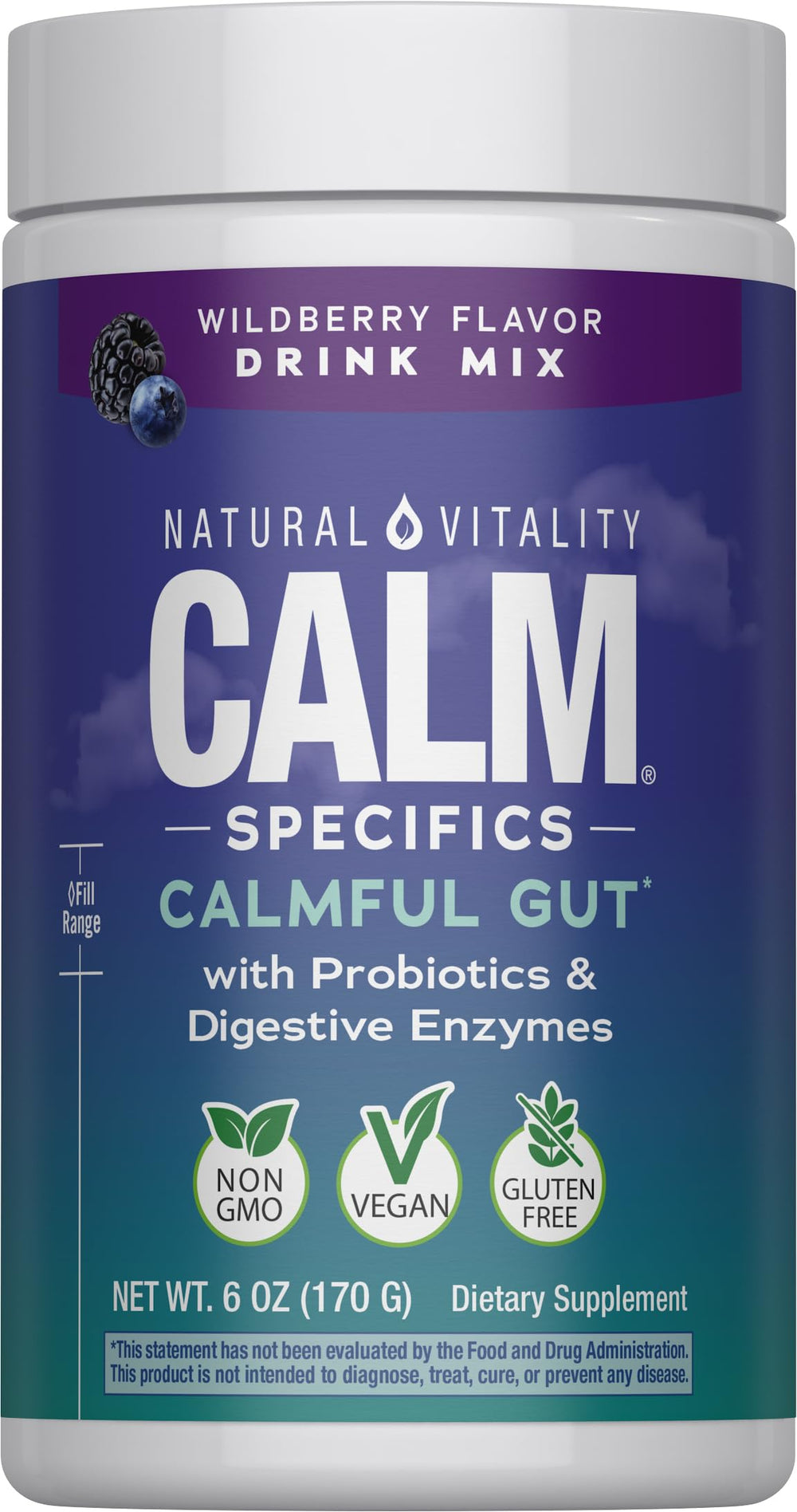 Natural Vitality CALM Specifics Calmful Gut bottle on white background