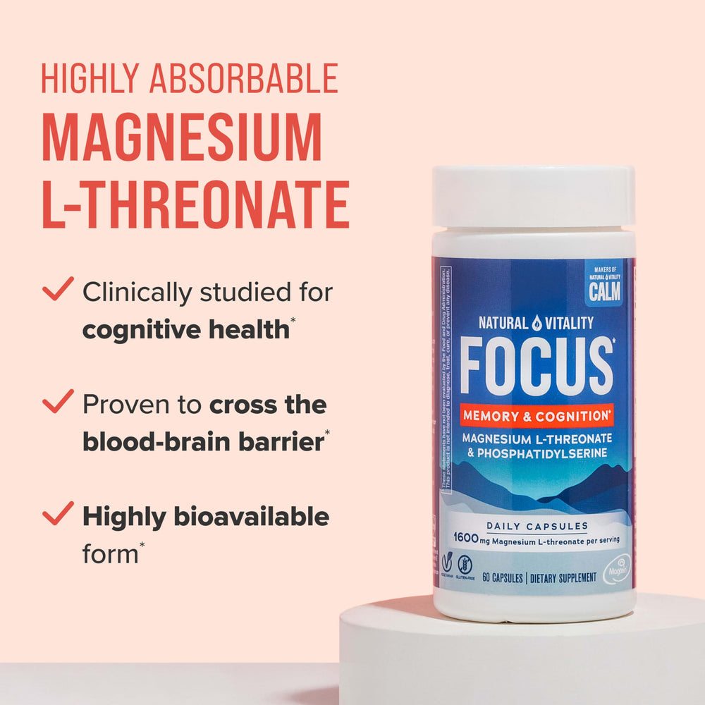 Close-up of Natural Vitality Focus packaging