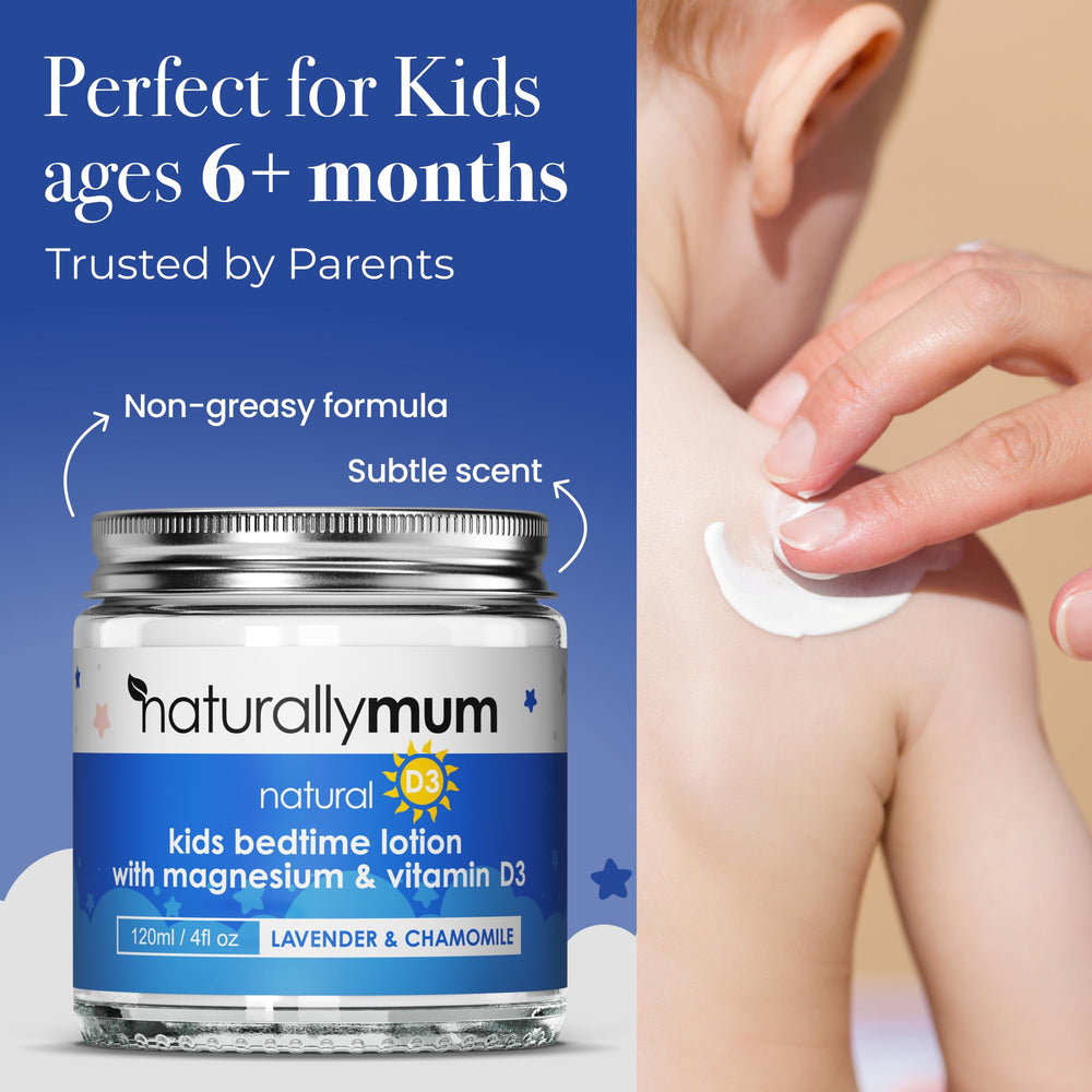 Applying lotion to a child's foot at bedtime