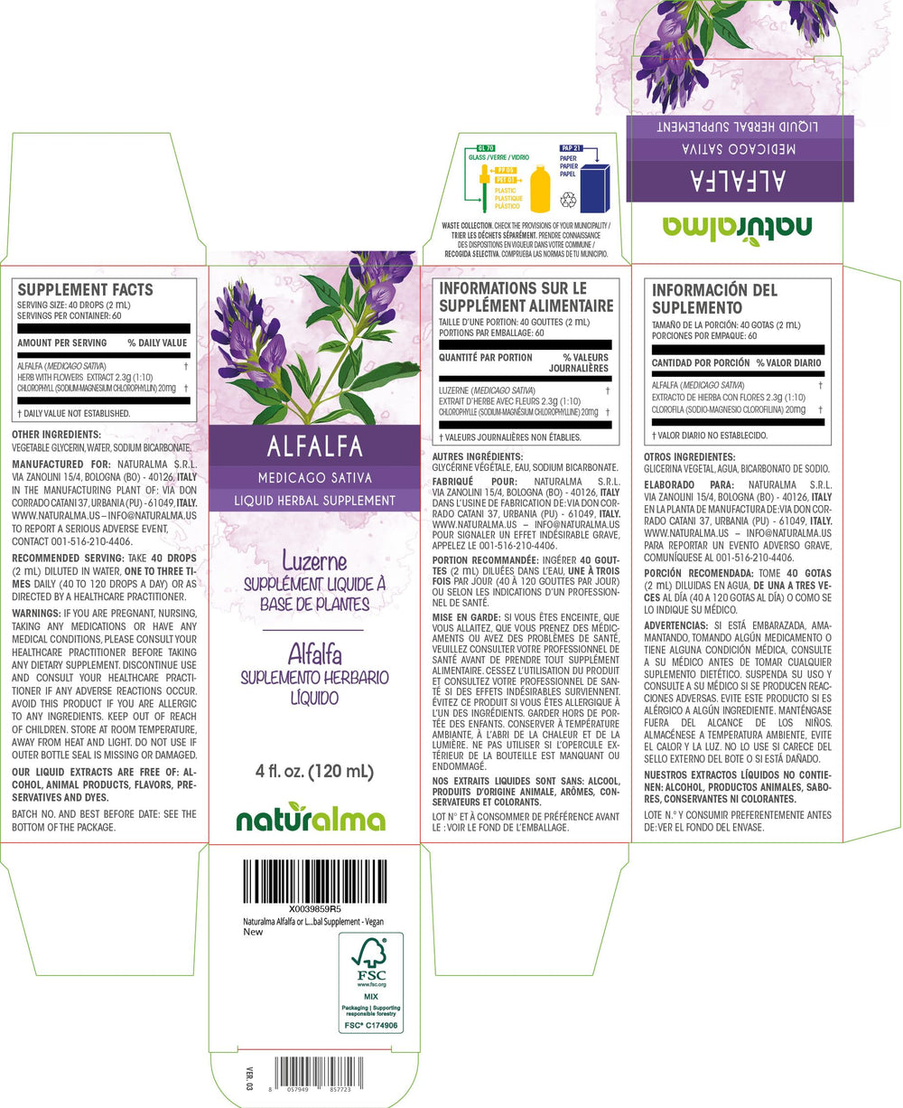 Dropper dispensing Alfalfa tincture (2 ml, 40 drops)