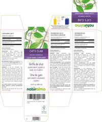 Close-up of Cat's Claw bark tincture bottle label